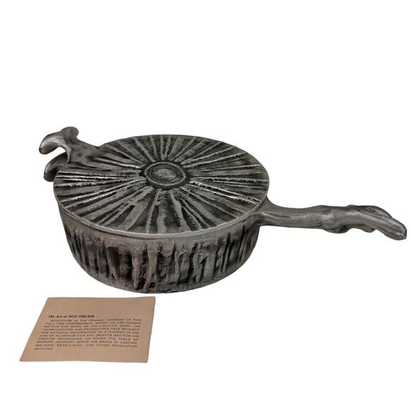 VINTAGE Mid Century Modern Donald Drumm Covered Aluminum Brutalist Skillet NEW - Picture 1 of 9